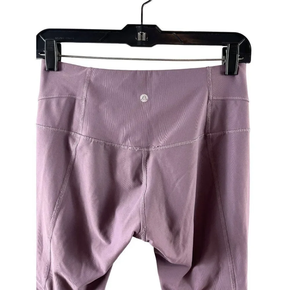Apana Mesh Mid-Rise Cropped Leggings Size Small Purple Stretch Athletic Yoga